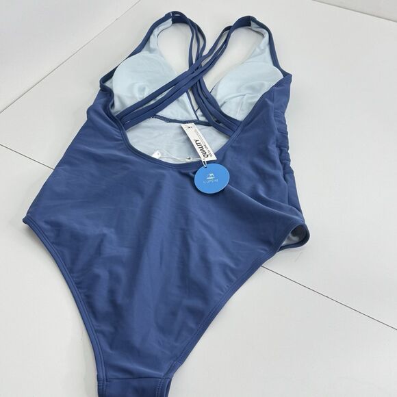 Cupshe Swimsuit Plunge Blue Size Medium  Women's New Tummy Control - Picture 6 of 6